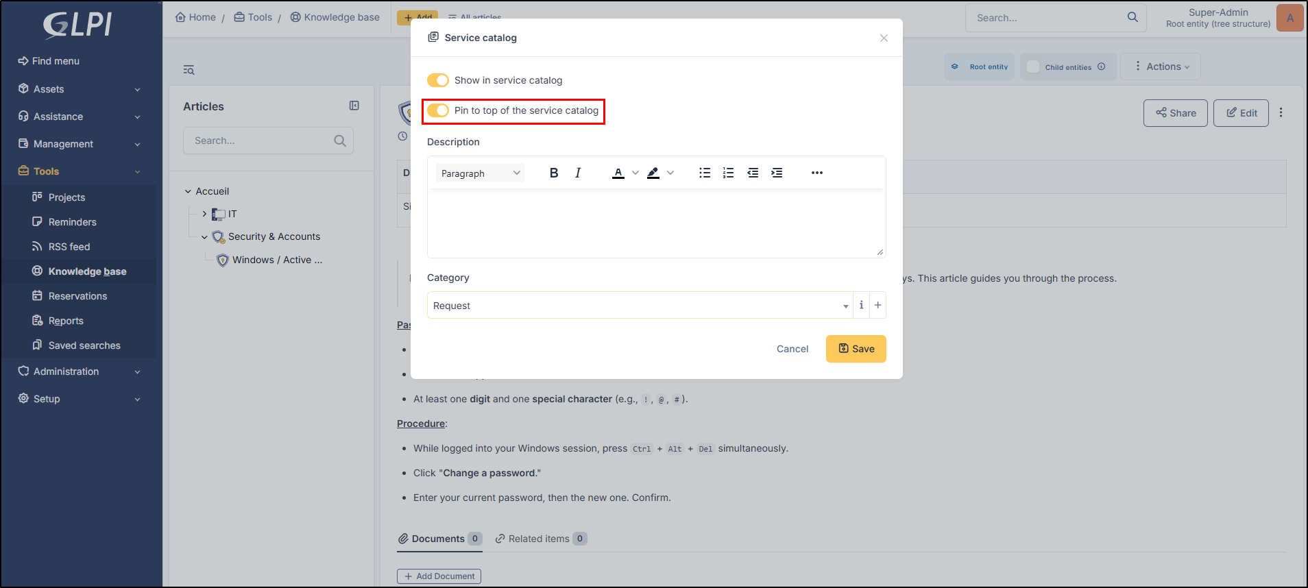 Pin to top configuration