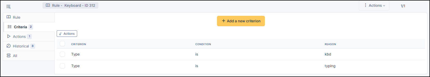 Example of dictionary on peripheral type: rule